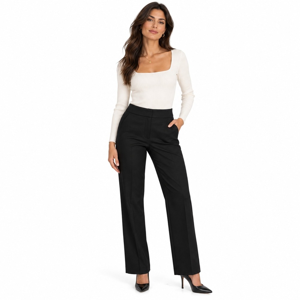 Vince Camuto Tailored Trousers Womens Slacks Office Black Viscose Nylon Size 10